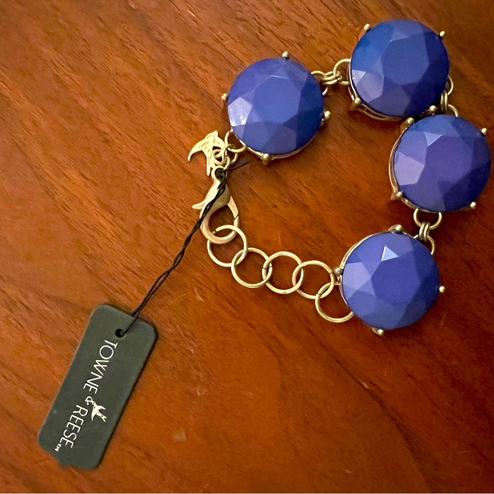 Brand new with tags Towne and Reese Blue and gold bracelet.